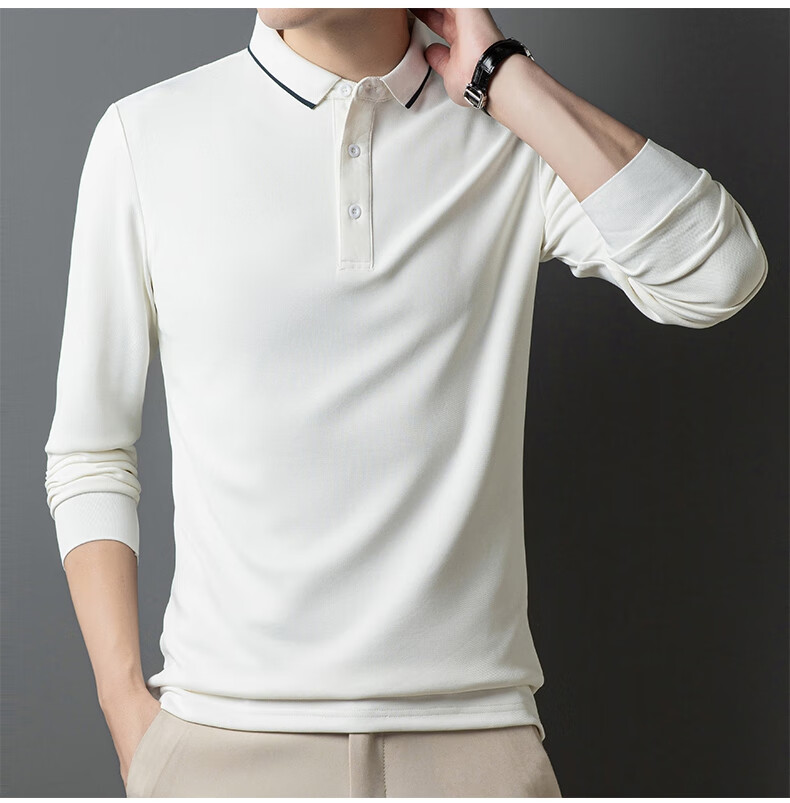 MULINSEN Men's Long Sleeve Polo Shirt Spring Autumn Casual Business Simple Black M 6