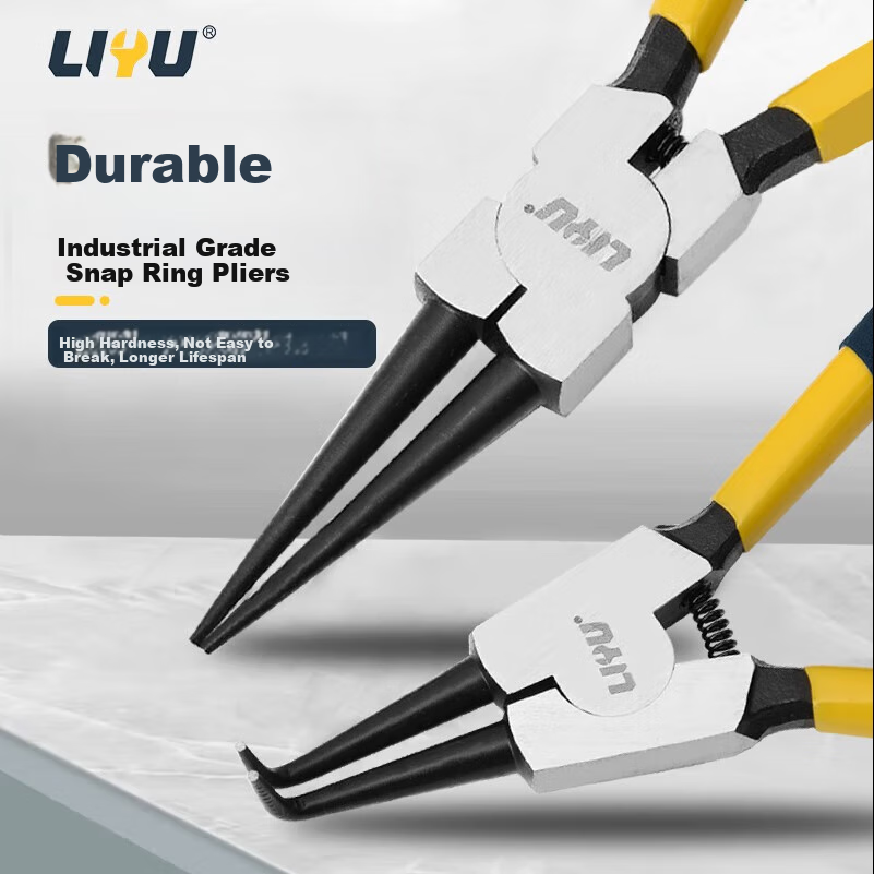 Liyu Card Spring Pliers, Dual-Purpose Industrial Grade Card Yellow Pliers Set, Open-End Expansion Pliers, Hole Straight Mouth 175mm