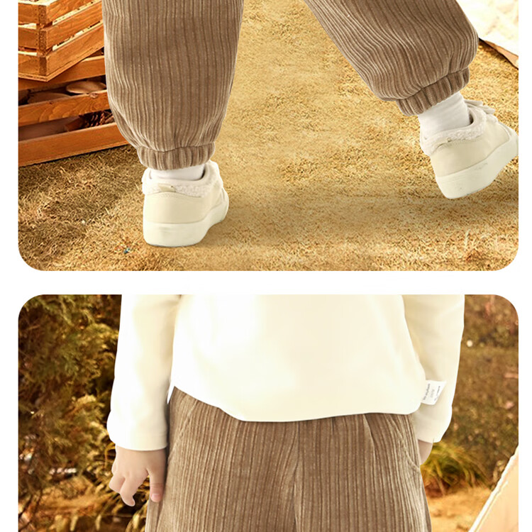 BOBDOG Kids Pants Autumn Winter Thin Fleece Lined Casual Boys Long Pants Versatile Outerwear Sweatpants for Older Children 17