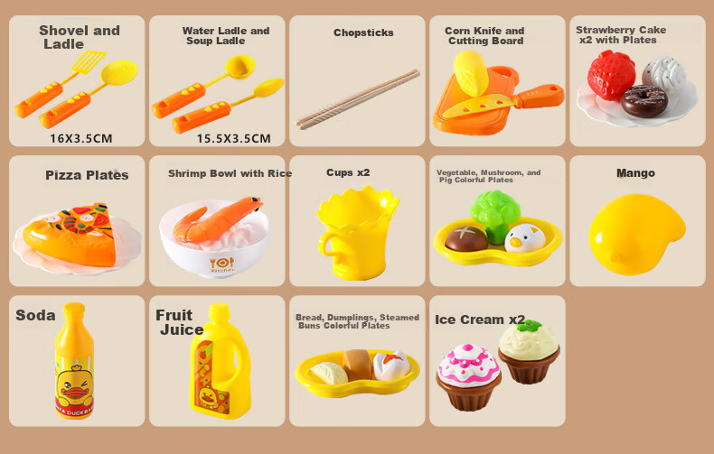 Cawndilla Families Children's Fruit Cutting Playset, Mini Kitchen Toy for Toddlers 3-6 Years Old, Birthday Gift for Boys And Girls 12