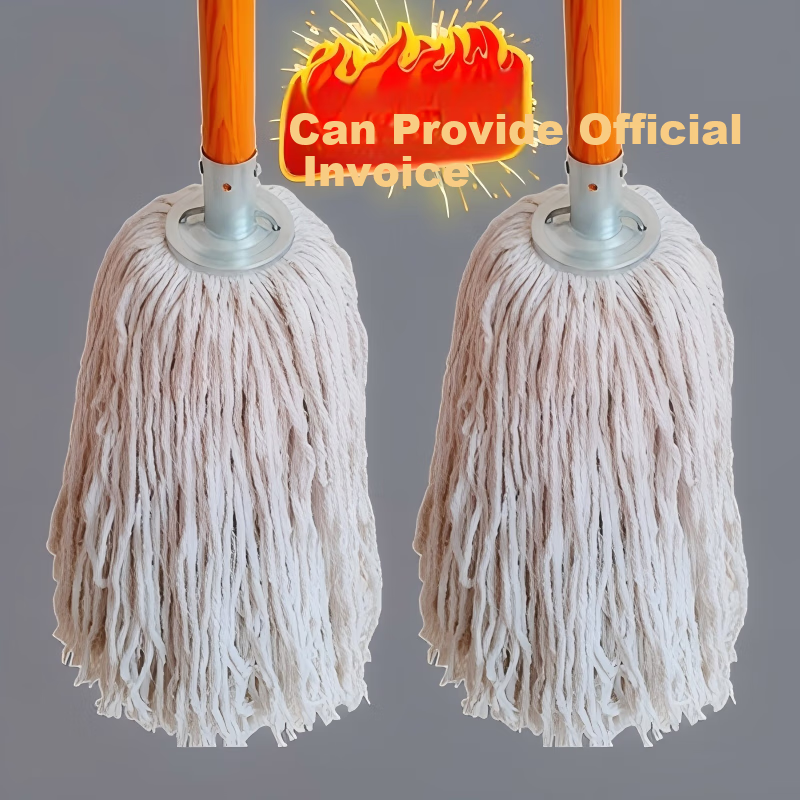 CIRY Cotton Yarn Mop, Wooden Handle, Floor Mop, Sponge Car Wash Mop, Hotel Property School Traditional Push Mop for Dusting