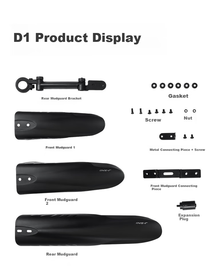 JD Original D1 Bicycle Mudguard for Mountain Bike And Road Bike, Quick Release, Widened And Lengthened, Mud Removal Accessory, Black 5