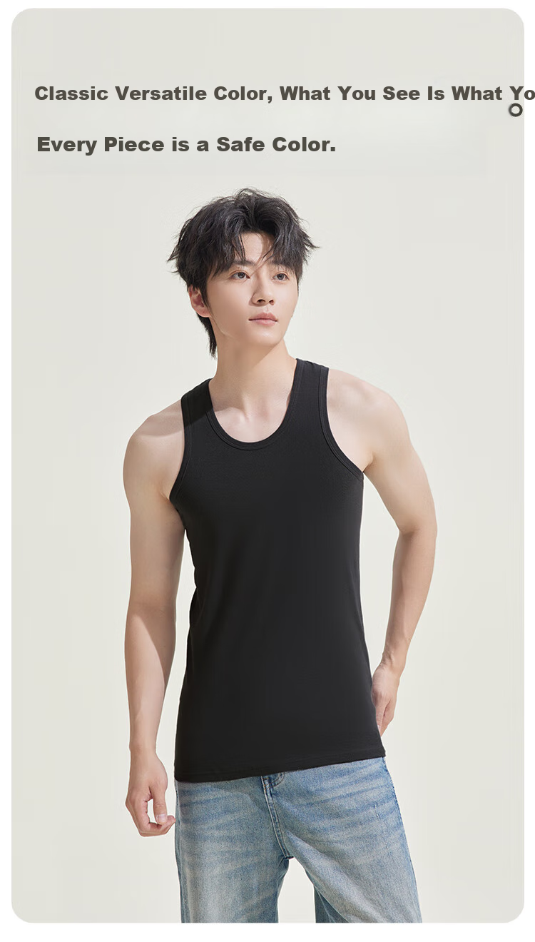 Hodohome Men's Pure Cotton Sleeveless Tank Top Undershirt for All Seasons, Basic Undershirt for Men, Black, XL, 175/100 6