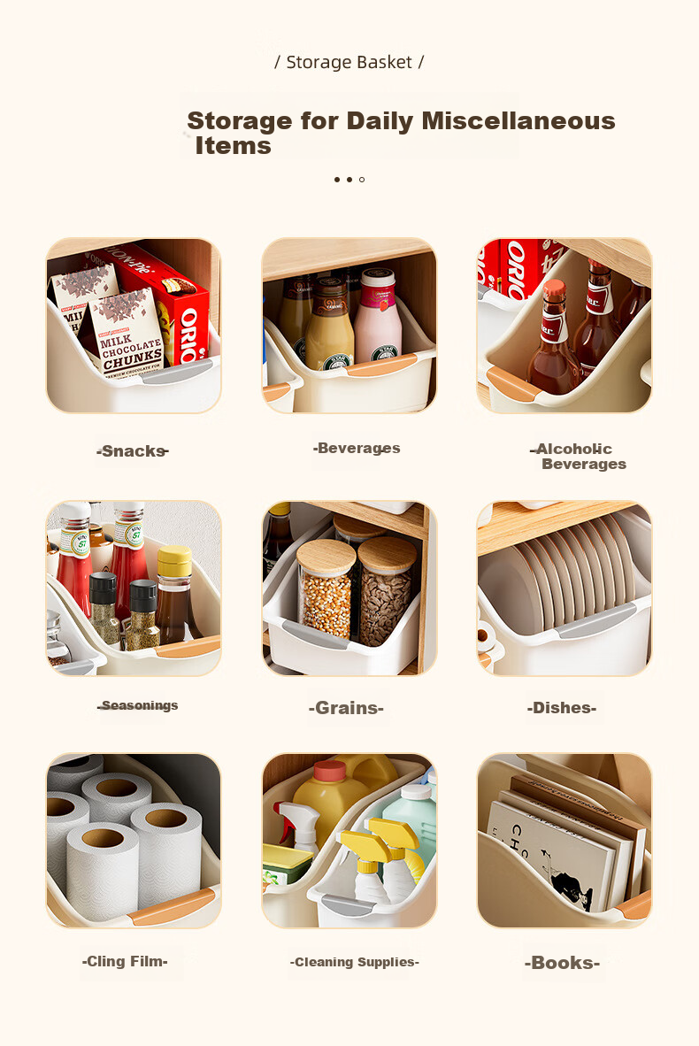 Youjialiangpin Cabinet Storage Box, Household Kitchen Gap Organizer, Snack And Seasoning Container, Drawer-Style Plastic Miscellaneous Item Sorting Basket 1