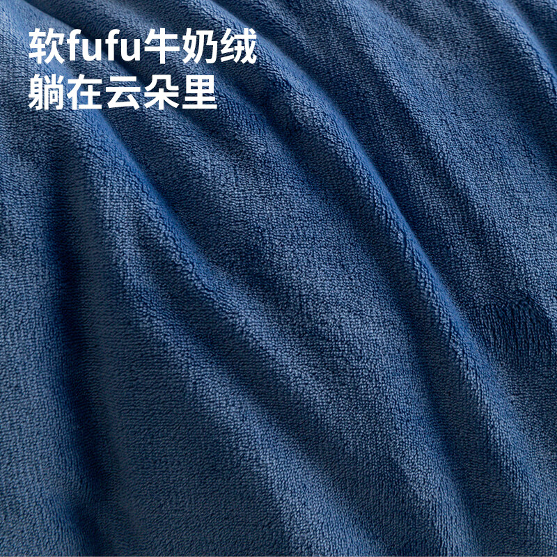 Hengyuanxiang Milk Velvet Bed Sheet, Single Piece, Winter Coral Velvet Bed Cover, Flannel Bedspread, Thickened, 160*230cm, Blue