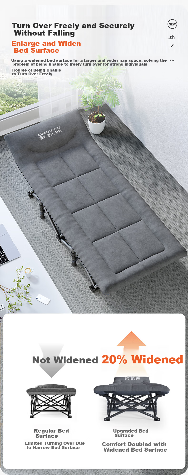 OKeefe Folding Bed, Single Nap Bed, Multifunctional Camp Bed, Lounge Chair, Hospital Companion Bed, Office Siesta Bed, Ten-Foot Bed 5