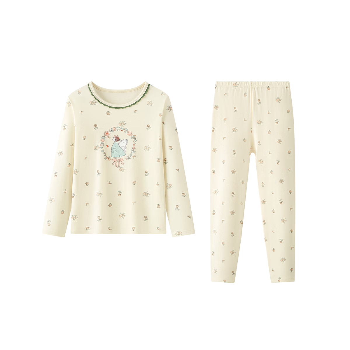 DEESHA Girls' Pure Cotton Thermal Underwear Set, 7A Antibacterial, 40S Tight Spun, Autumn Long Johns for Older Children