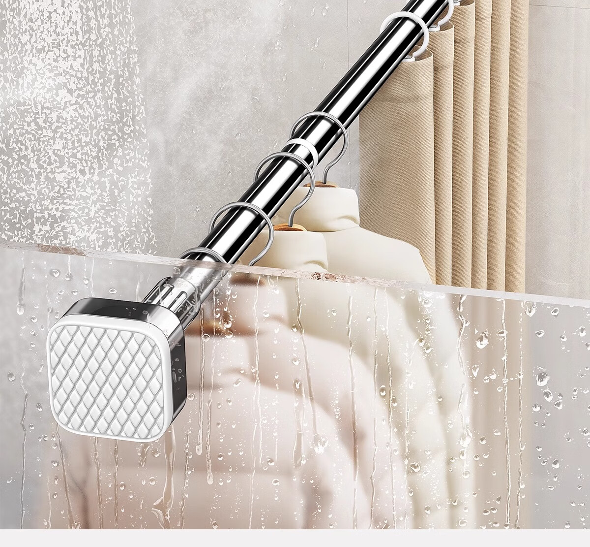 Futuristic No-Drill Telescopic Stainless Steel Clothes Drying Rod Balcony Wall-Mounted Support 340-400cm 16