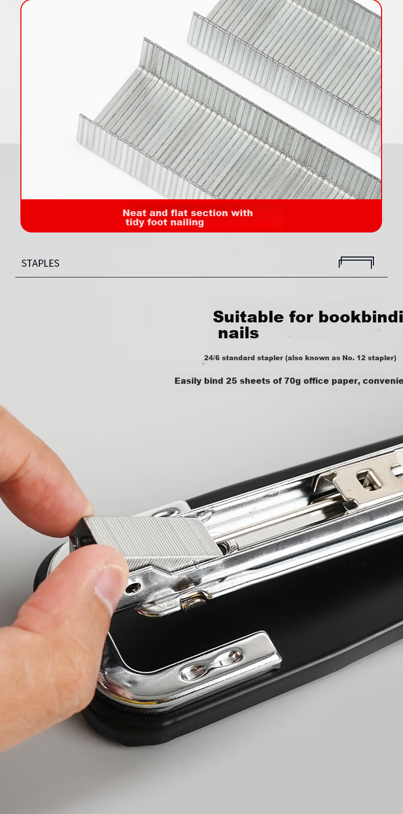M&G 12# Staples, High-Strength Easy-Penetrating Staples, Office Supplies, 1000 Pieces/box, 10 Boxes, ABS92724 3