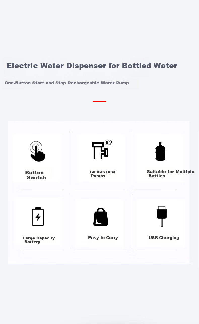 ZILU Bottled Water Dispenser, Electric Dual Pump Water Pump, Automatic Water Pump for Drinking Water Machine, Office And Home Use 2