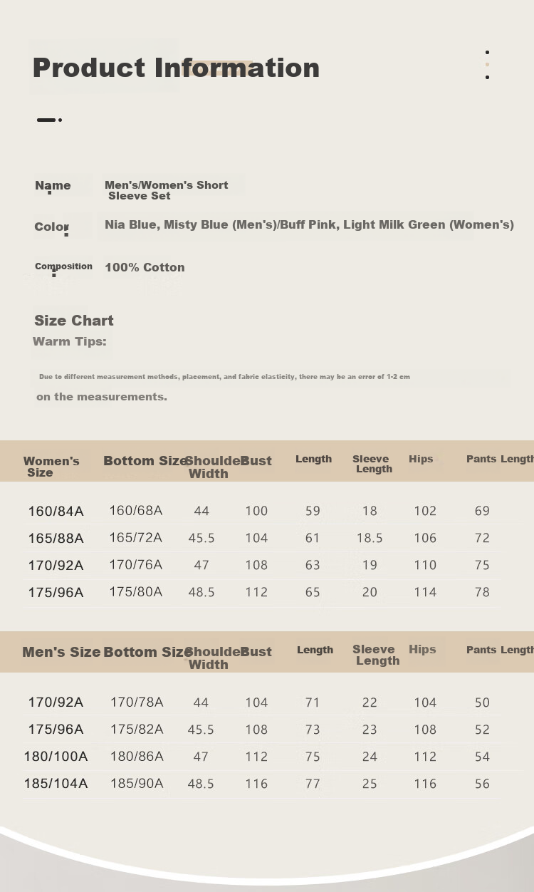 Hongdoujujia Pure Cotton Pajamas for Men, Summer Short-Sleeve Round Neck Antibacterial Loungewear, Nia Blue 170/92A 9