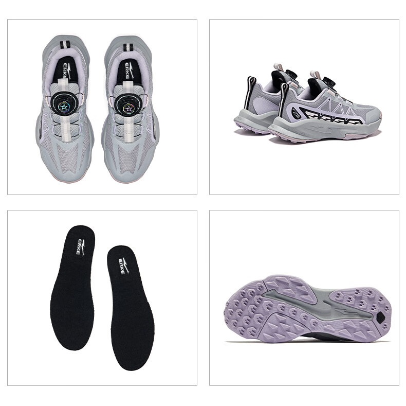 ERKE Kids Boys Girls Sports Shoes Children Youth Dial Cushioning Running Shoes Haze Blue/Black Size 35 32