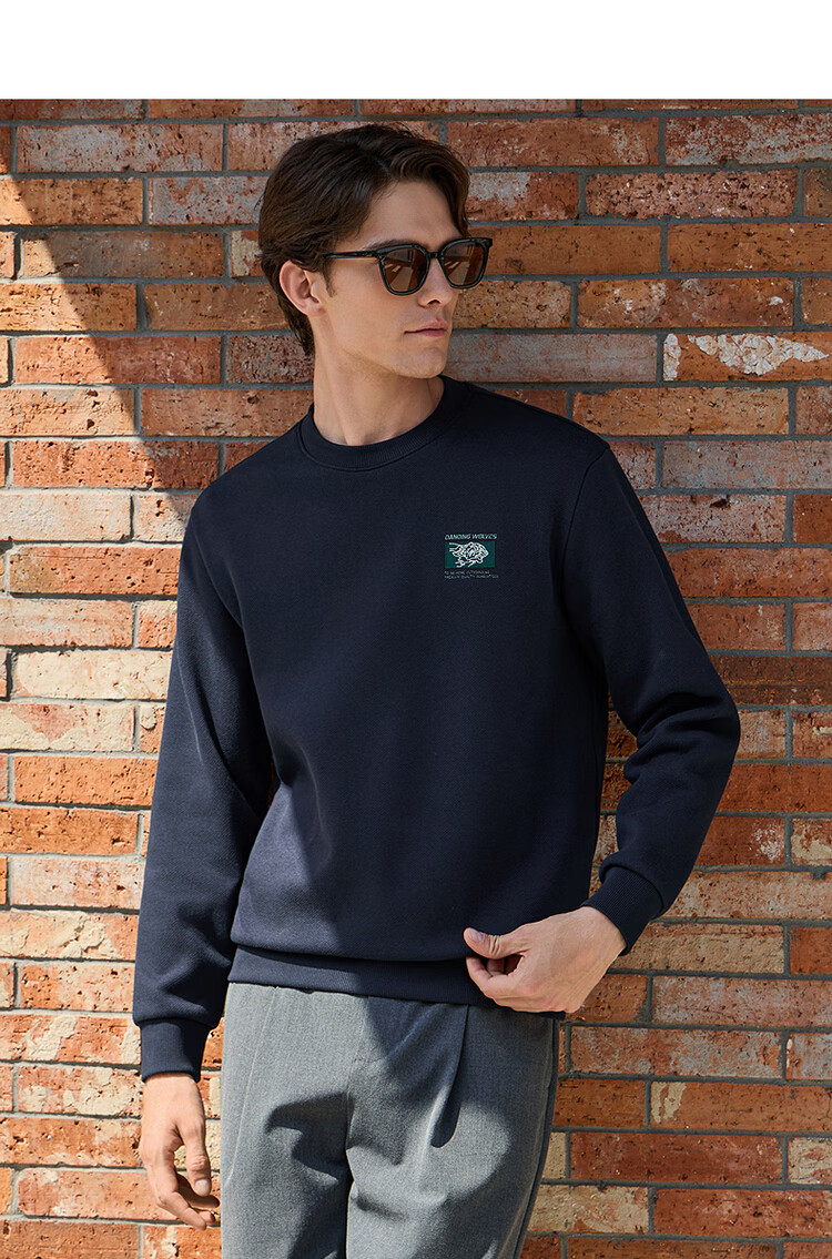 DANCING WOLVES Infrared Heating Embroidered Fleece Lined Thermal Sweatshirt for Men 004 Heather Gray S 2