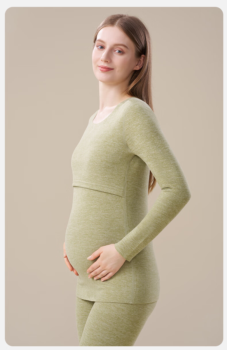 MiiOW Maternity Thermal Underwear Set for Women Postpartum Nursing Velvet Autumn Winter Plus Size Confinement Wear 32