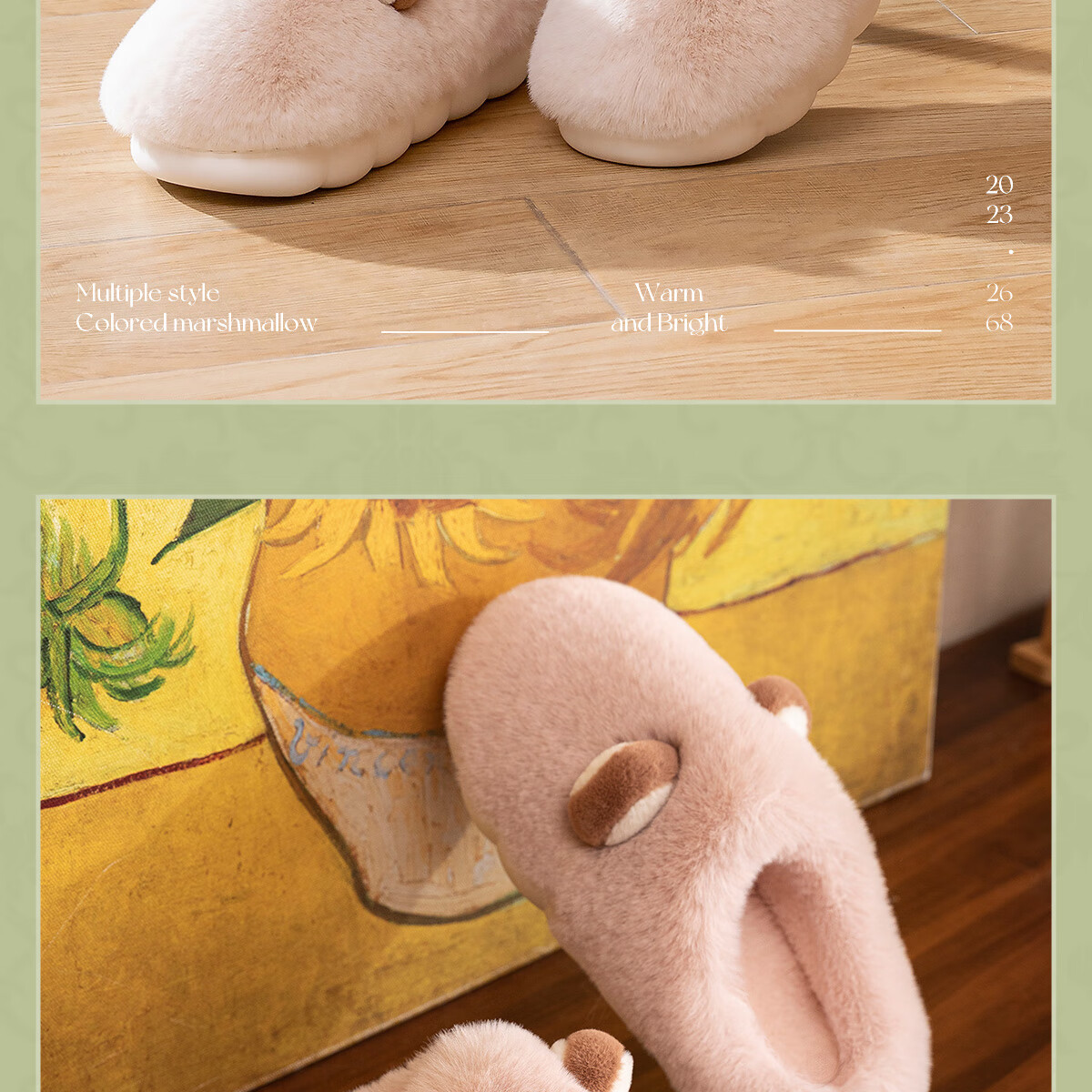 TZLDN Women's Warm Cotton Slippers Fleece Thickened Plush Home Indoor Half-Wrap Cotton Shoes for Couples 6