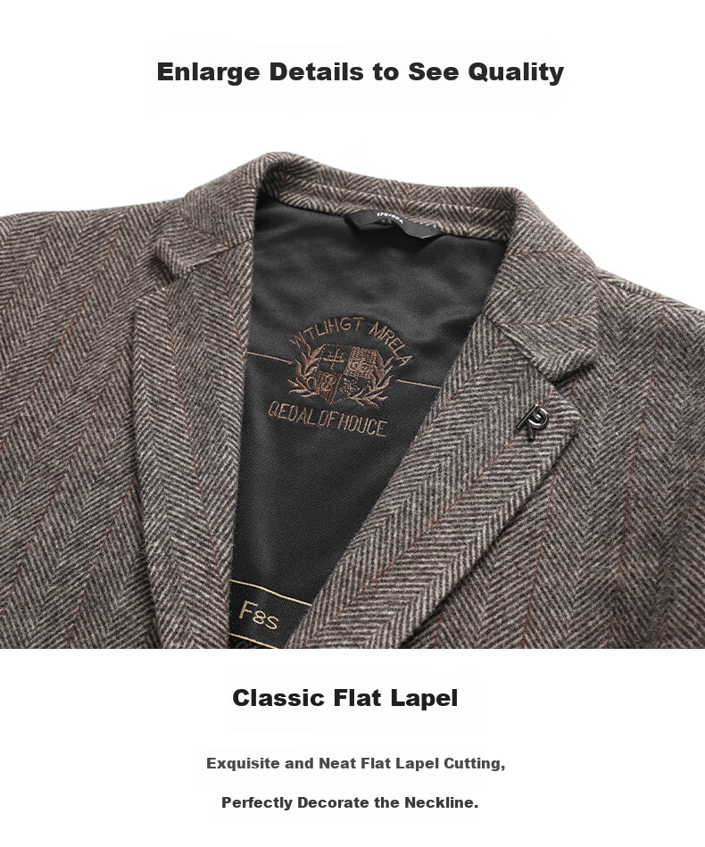 FIRS 【Sheep Wool】Double-Sided Woolen Men's Spring and Autumn Business Casual Slim Fit Professional Workwear Single Blazer Jacket 2