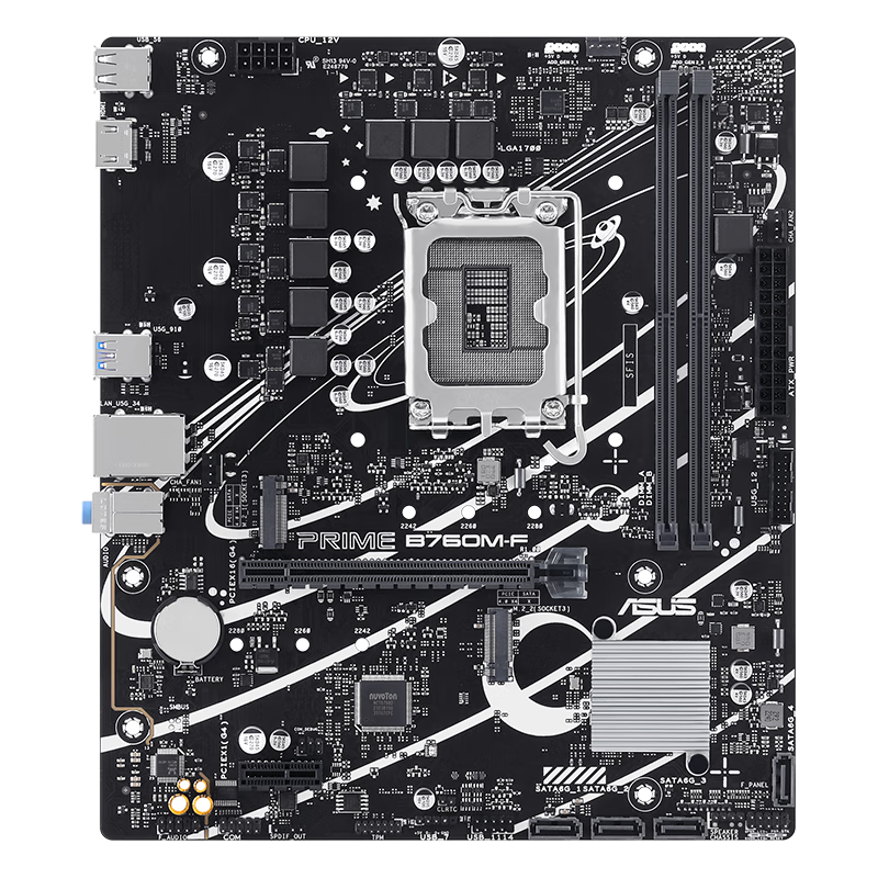 ASUS PRIME B760M-F Motherboard, Supports DDR5 CPU 14600KF/12600KF (Intel B760/LGA 1700)