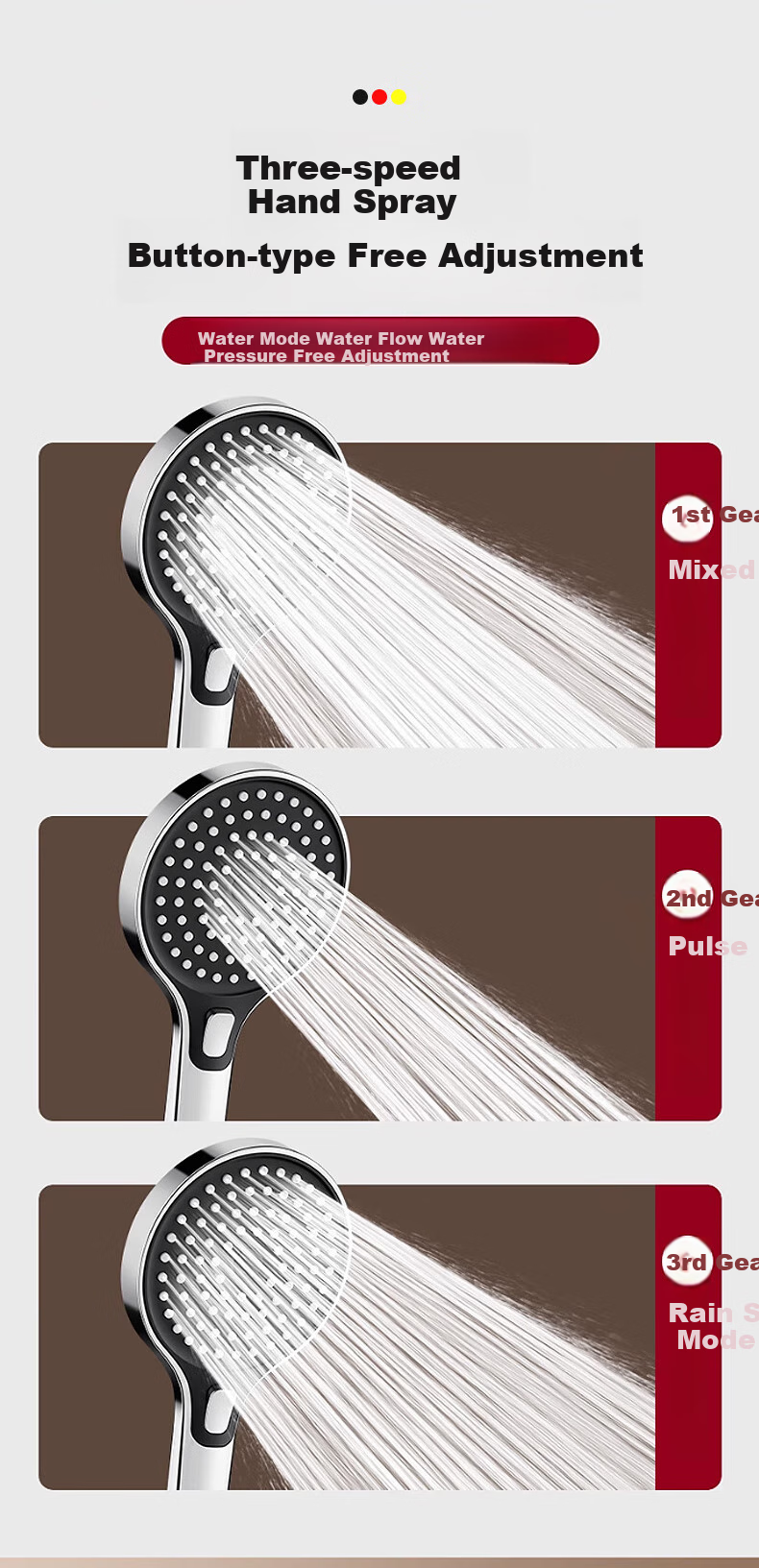 JROR [Germany] High-Pressure Shower Head Set, Three-Piece, Ultra-Strong High-Pressure Large Water Output Bathroom Shower Head DS-248 12