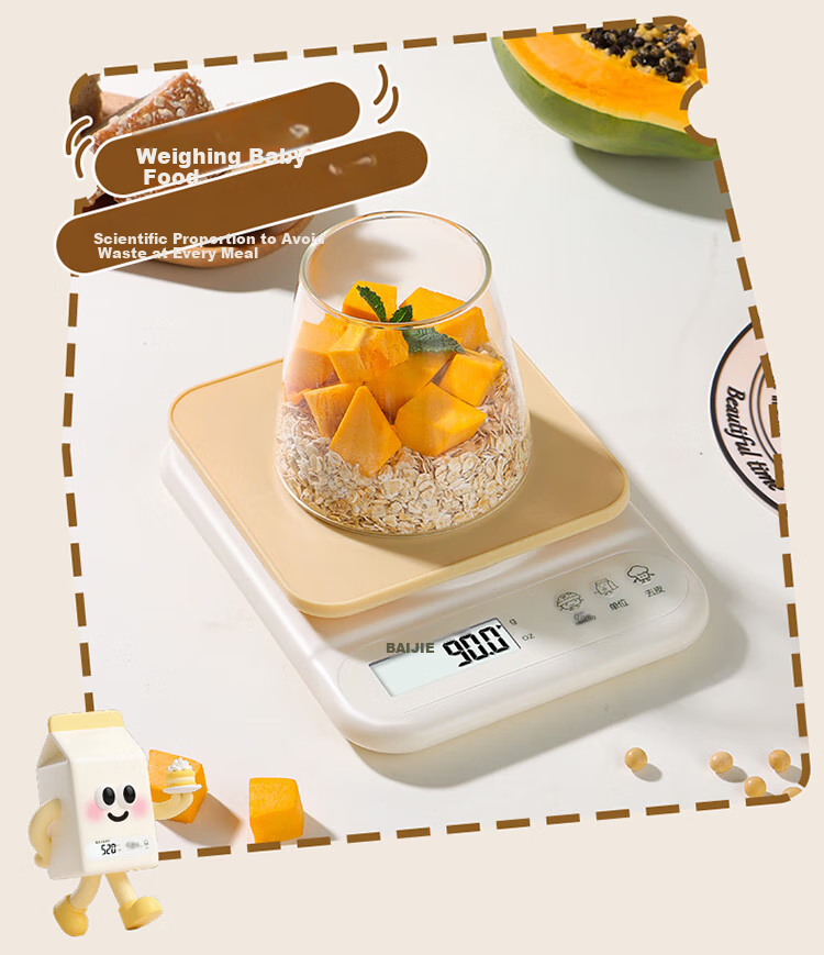 Baijie Electronic Kitchen Scale High Precision Food Scale Gram Scale Baking Scale 0.1g/10kg Rechargeable 10