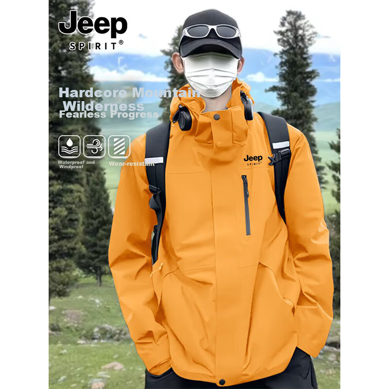 JEEP SPIRIT Men's 3-in-1 Outdoor Casual Jacket Autumn Winter Black [3-in-1] L