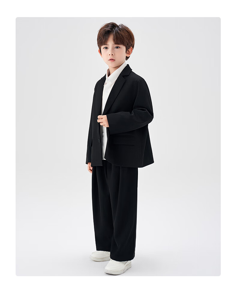 Romon Boys' Suit Set New Stylish British Casual School Style Performance Dress Black 170 4