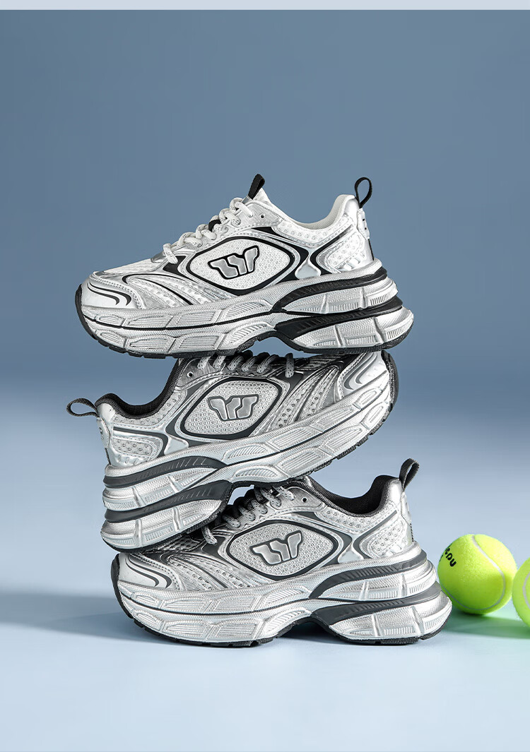 ZHR Celebrity-Style Chunky Dad Sneakers for Women, Lightweight Height-Increasing Women's Shoes, Sports Casual Shoes for Couples AS16 Silver Size 43 8