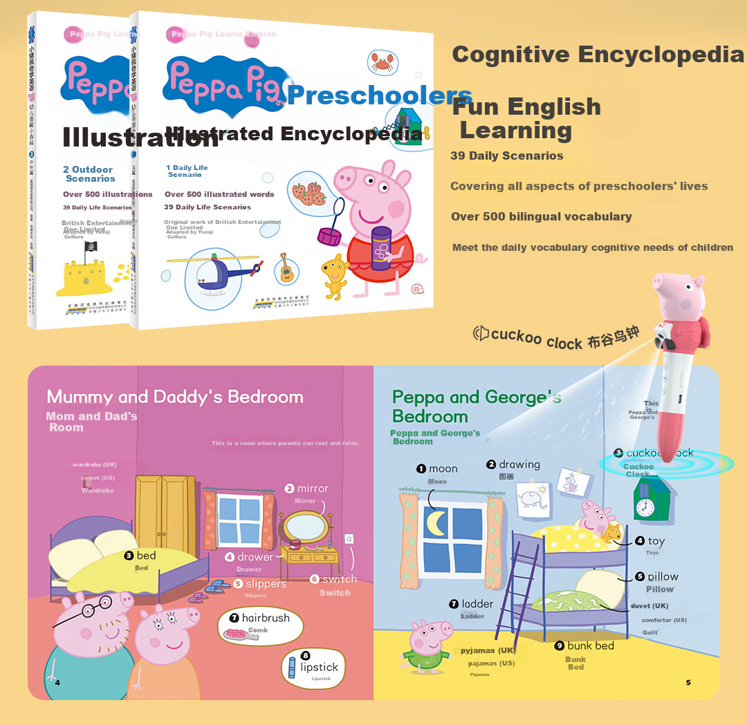 Bei Lin Peppa Pig English Picture Books, Original Animated Audio Storybooks with Dialogue, 10 Volumes, Point-And Version, Birthday Gift 7