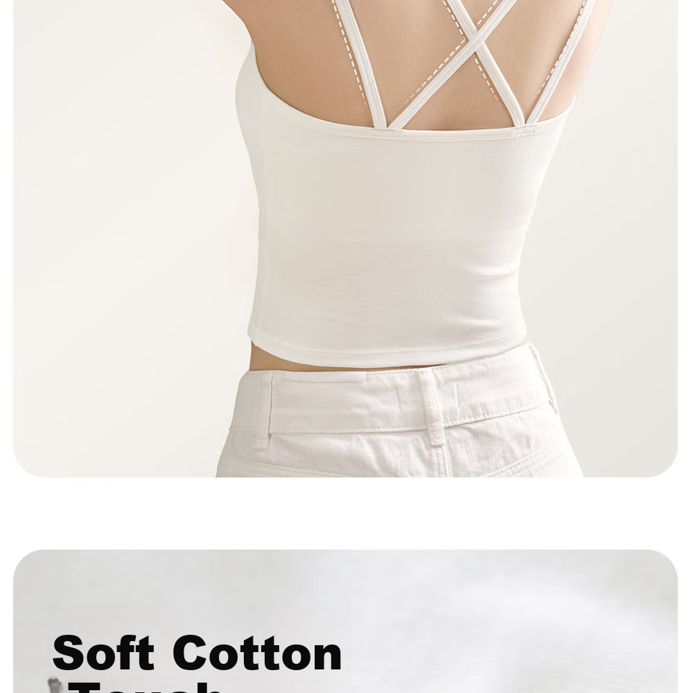 SecretWorld Women's Camisole Bra, Elegant Outer Wear, High-Quality Backless One-Piece Bra, Luxurious with Built-In Padding, Base Layer Vest 11