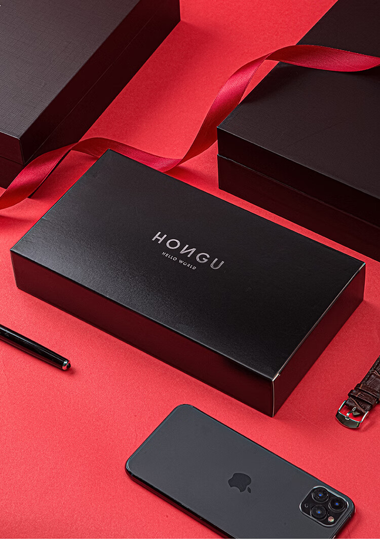 HONGU Men's Genuine Leather Automatic Buckle Belt Casual Waistband Youth Pants Belt Gift Box 120cm New Year Birthday Gift 13