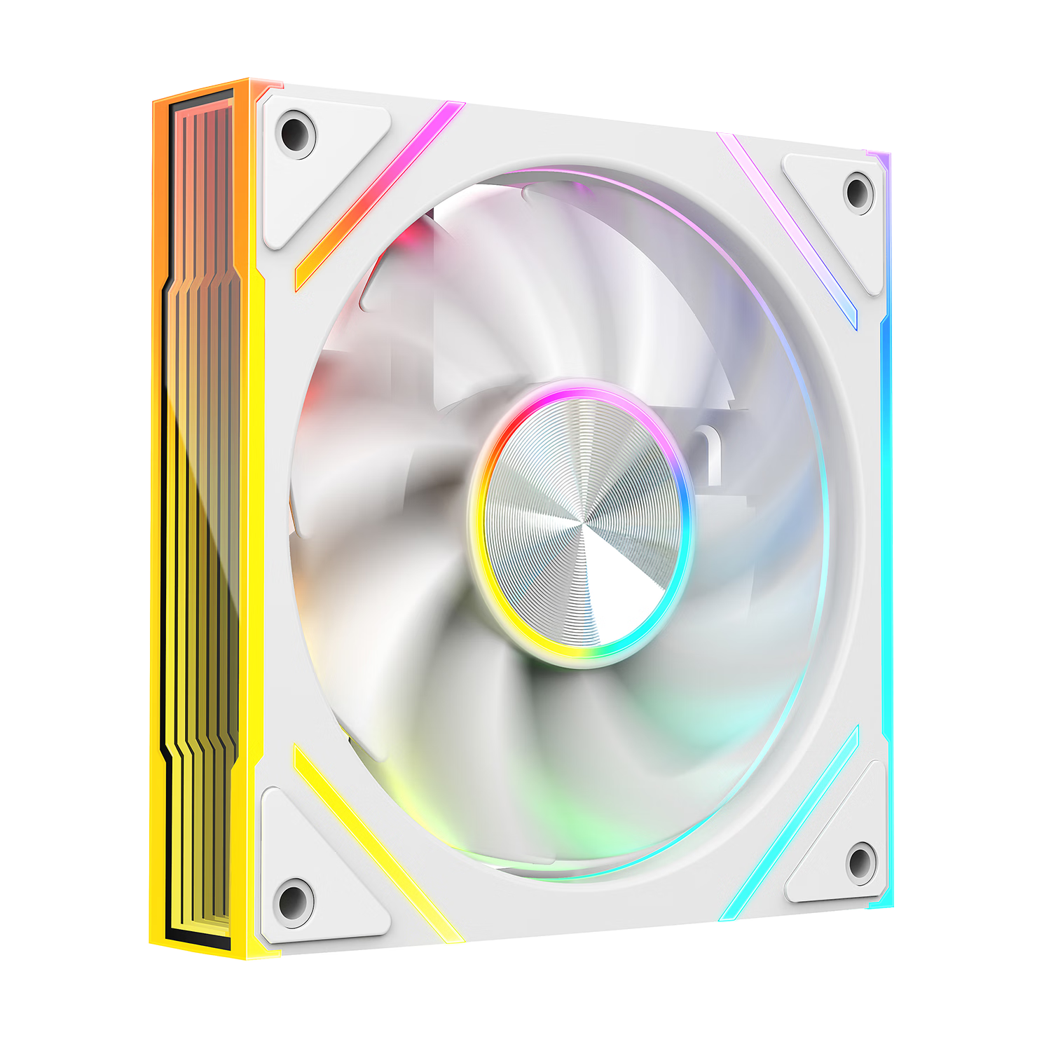 Jingpinlu 7Pro V2 White Reverse Case Fan, Computer Case Cooling 12CM Fan with ARGB Synchronized Light, 5V 3-Pin ARGB PWM Temperature-Controlled Speed Adjustment
