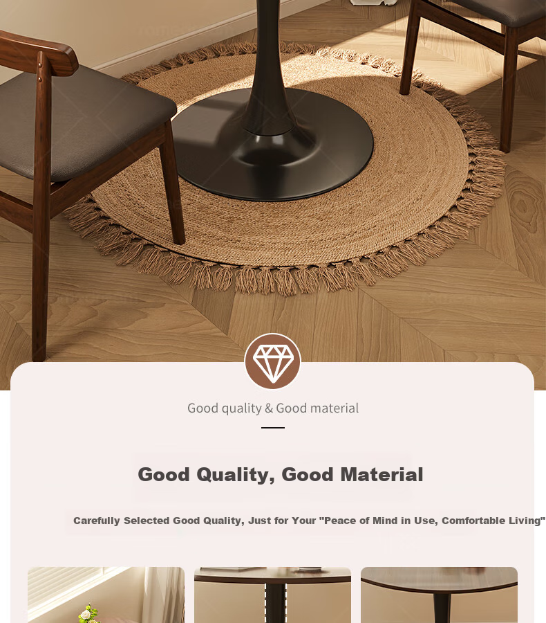 XIAOJIANGCAI Round Dining Table for Home, Small Apartment Restaurant Table, Balcony High-End Table, Tulip Negotiation Table, Walnut, 70*73 6