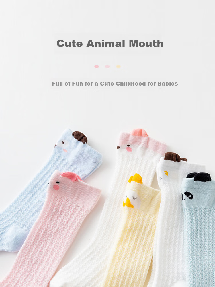 9i9 Baby Socks Summer Long Mesh Anti-Mosquito Combed Cotton Soft Thin Socks Non-Binding 3 Pairs 0-1 Year 9