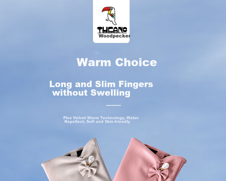 TUCANO Women's Winter Gloves, Riding Electric Bike, Fleece-Lined Thick Warm Touchscreen Windproof Cold-Resistant Motorcycle Water-Repellent Gloves 1