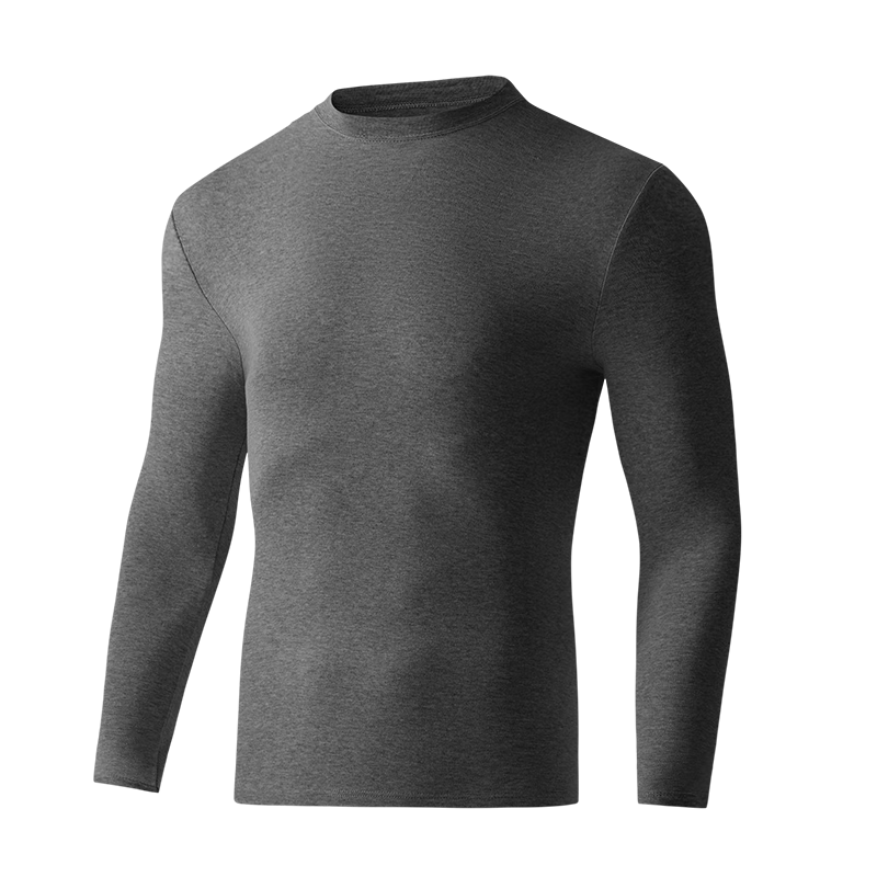 HLA Men's Autumn Cotton 210g 10A Antibacterial Mite-Resistant Thermal Underwear Top with Mid-Neck