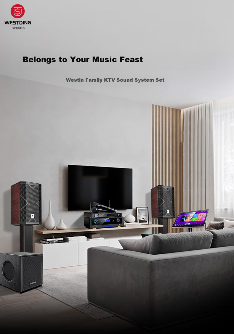 WESTDING Home KTV Sound System Set, Complete Karaoke Equipment All-In Machine for Singing, Home Theater Living Room Professional Karaoke Vertical Speaker KM10 + 12-Inch Subwoofer 1