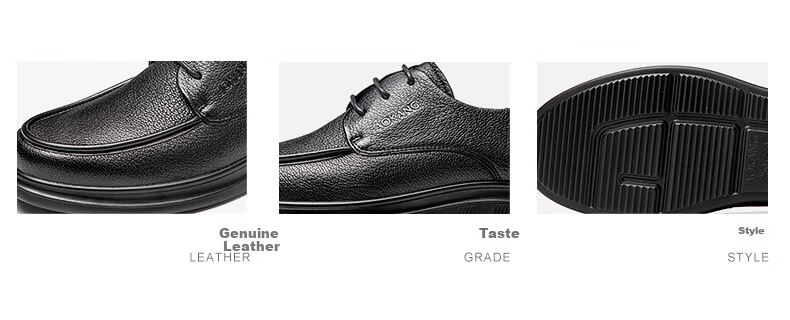 Aokang Business Casual Leather Shoes, Sheepskin Soft Sole Comfortable Lace-Up Work Shoes, Black Size 44 7