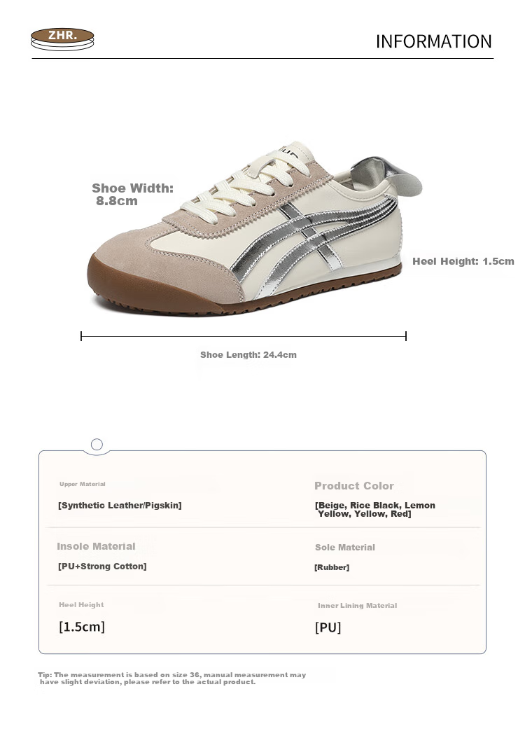ZHR Dexun Women's Shoes, 2026 New Style White Sneakers for Women, Lightweight Flat-Bottomed Sports Shoes, BT102PP, Beige And Black, Size 35 4