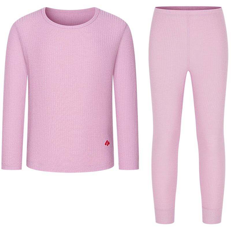 AIMER KIDS Little Heater "Light Warm" Girls' Moisture-Absorbing Thermal Underwear Set Autumn Clothes Soft Mist Pink 120
