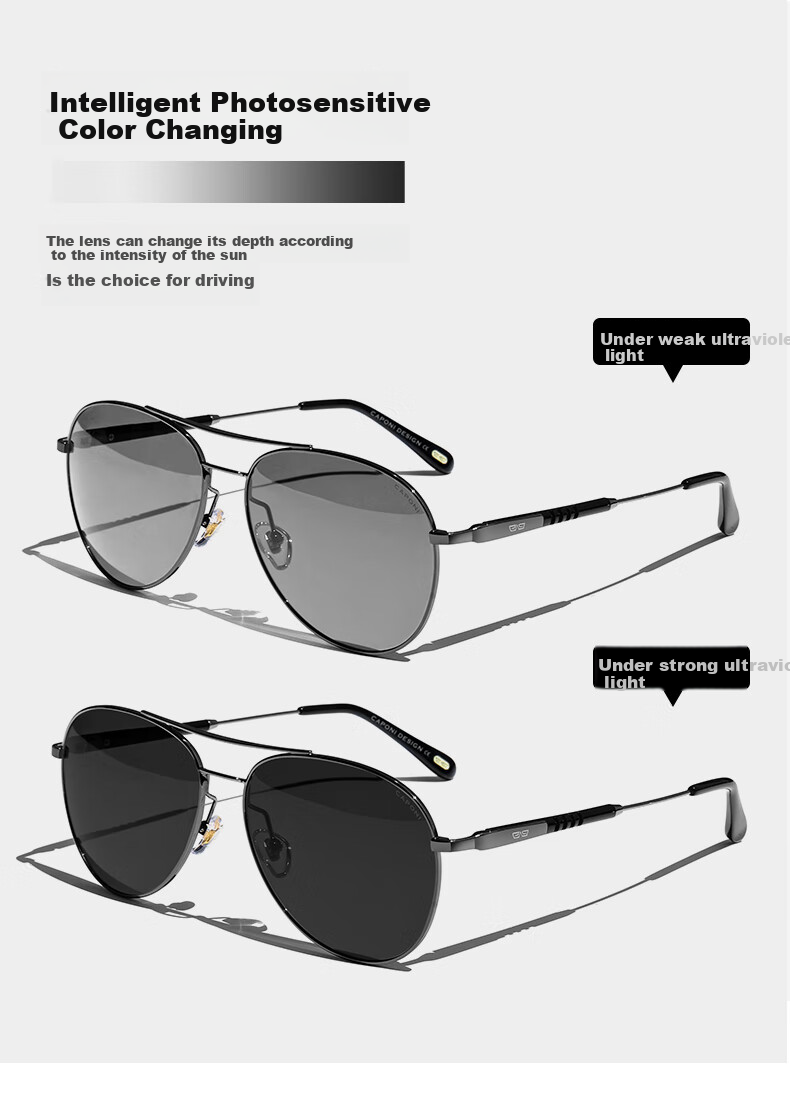 Jiaboli Photochromic Polarized Sunglasses for Men, Driving-Specific Sunglasses, Day And Night Use, Aviator Glasses, UV Protectio 2