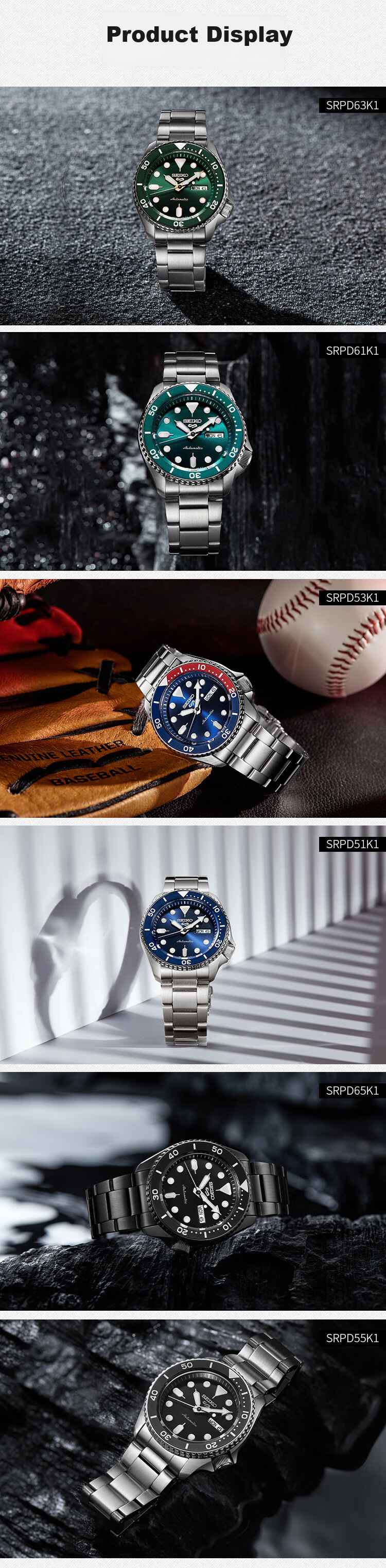 SEIKO 5 Series Deep Sea Cola Ring, 100-Meter Water-Resistant Sports Mechanical Wristwatch [Gift] SRPD53K1 4