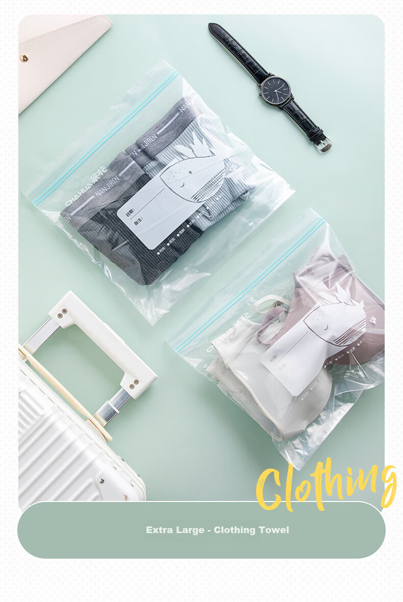 CHAHUA Food Storage Bags, Large Size Combination Pack, 70 Pieces, Thickened Double-Ribbed Food-Grade Fresh-Keeping Storage Bags, Self-Sealing Bags 10