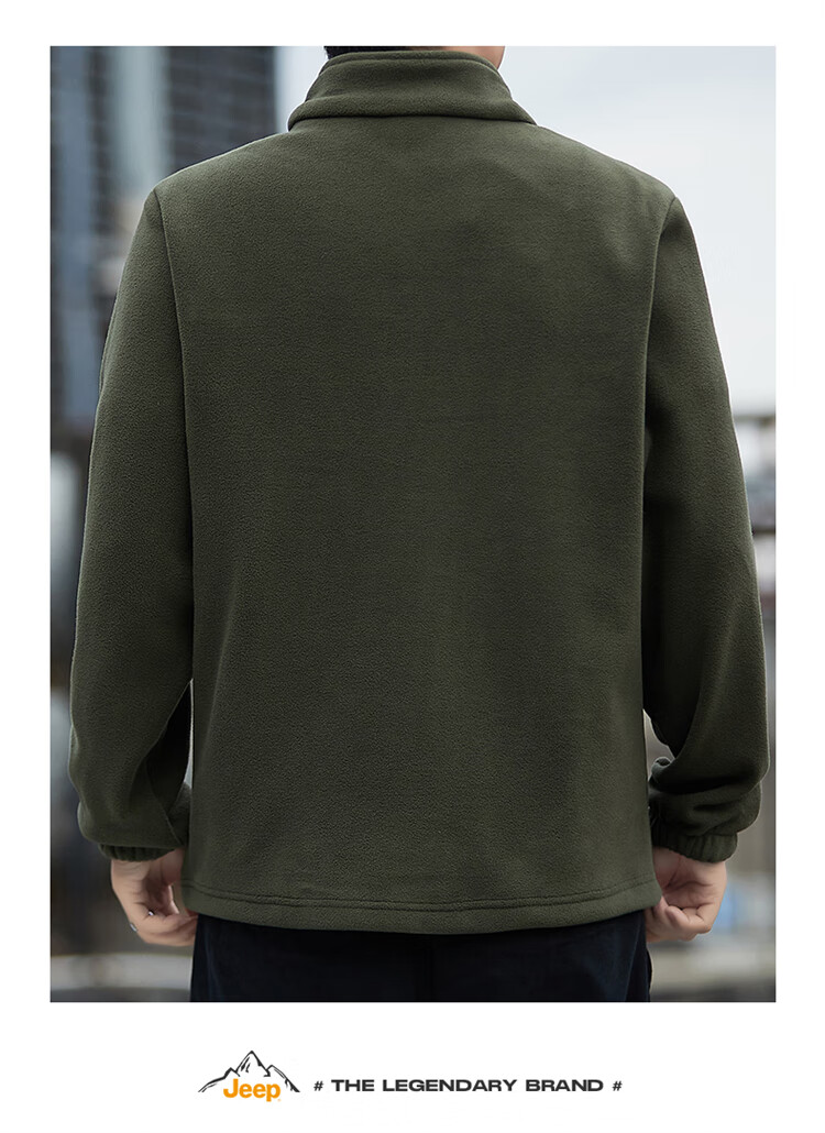 JEEP Men's Autumn Winter Fleece Lined Thickened Executive Casual Jacket Dark Army Green 2XL 1