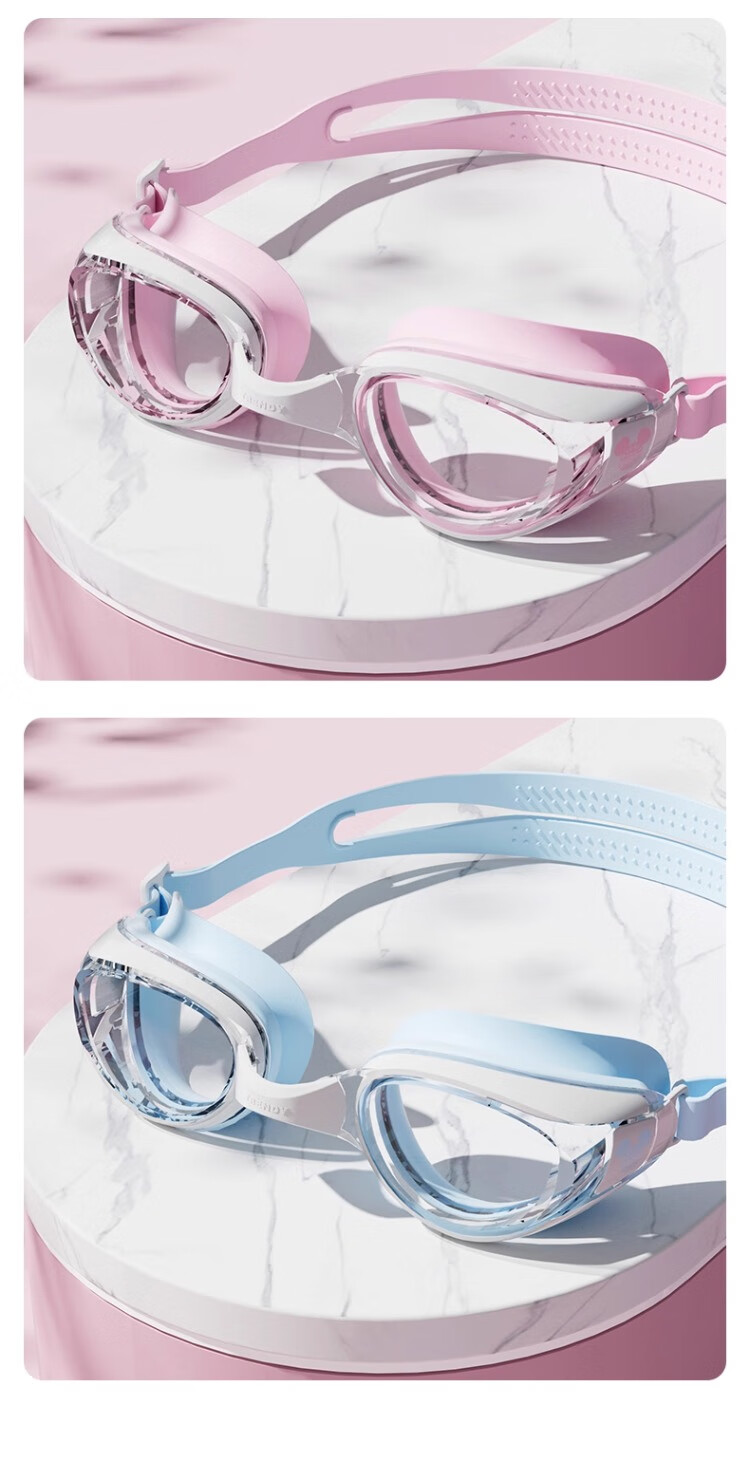 Disney Waterproof Anti-Fog HD Swimming Goggles for Adults and Children Women's Professional Swim Goggles and Cap Set D65105 Pink 12
