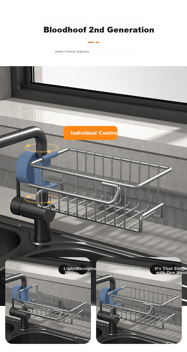 Maxcook Kitchen Storage Rack, 304 Stainless Steel Countertop Organizer, Dishcloth Holder, Draining Rack, Sink Shelf MCZW9721 7