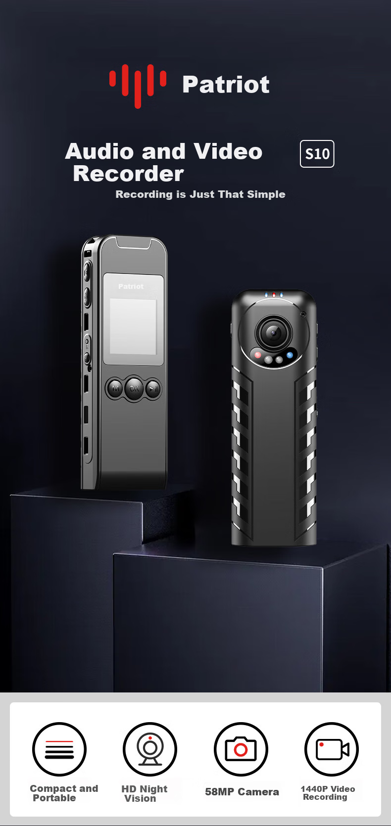 Aigo Dashcam, High-Definition Camera, Portable Mini Recorder, Video And Audio Capture Device, Compact Cycling Sports Camera S10, 256GB 1