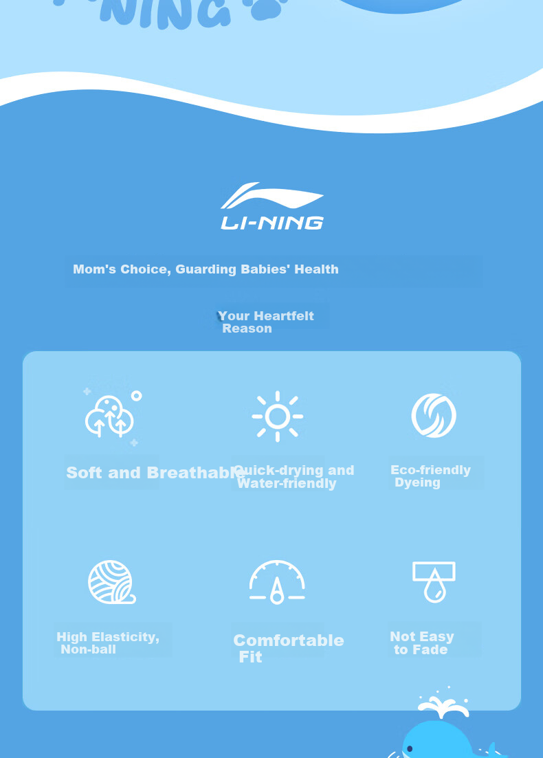 Li-Ning Children's Swimsuit, Girls' Two-Piece Set, Comfortable And Breathable, for Beach, Hot Springs, And Swimming 3