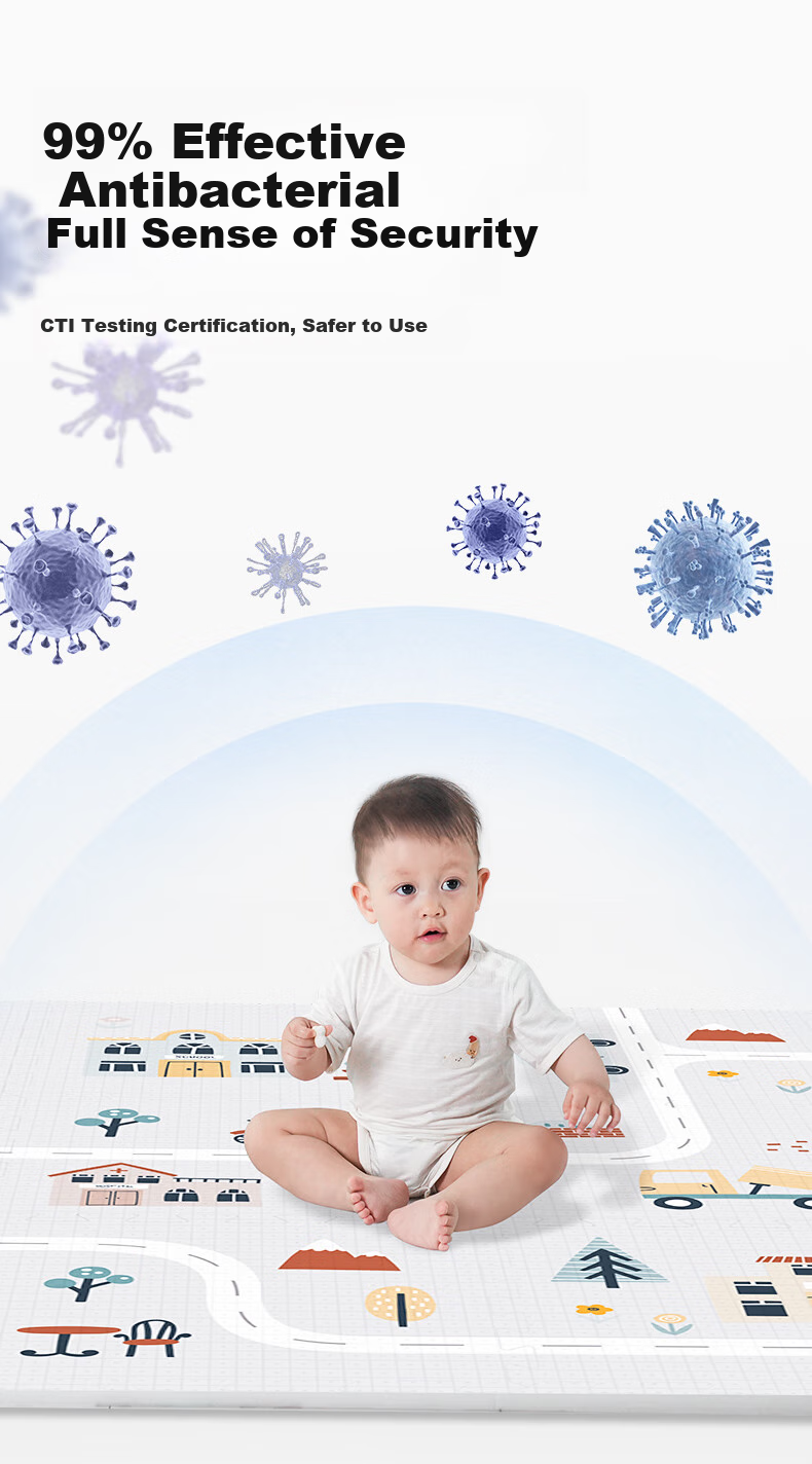 Beiboshi Babybox Antibacterial Crawling Mat, EPE Baby Play Mat, Children's Interlocking Foam Floor Mat, 6 Pieces, 2CM Thick 2