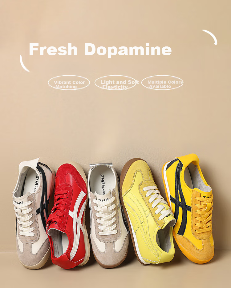ZHR Dexun Women's Shoes, 2026 New Style White Sneakers for Women, Lightweight Flat-Bottomed Sports Shoes, BT102PP, Beige And Black, Size 35 1
