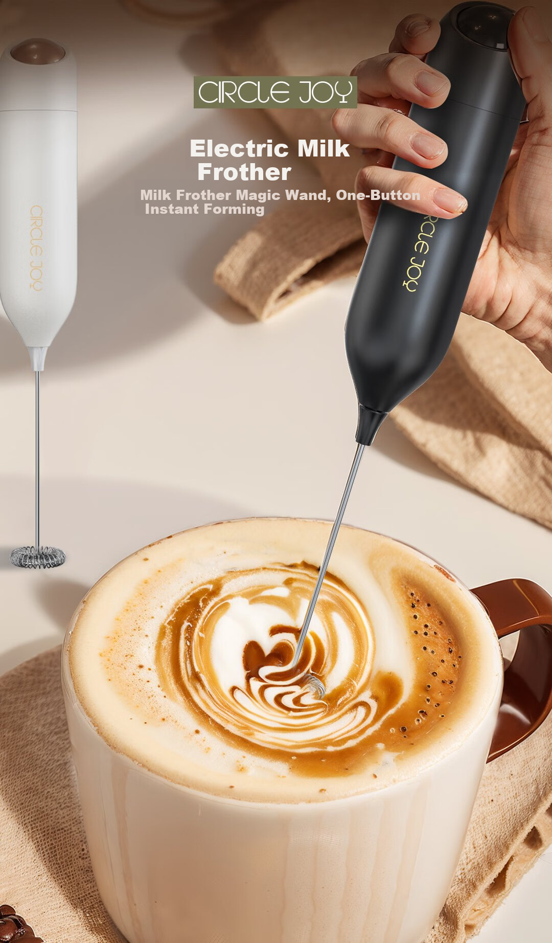Circle Joy Star Moon Electric Milk Frother, Coffee Milk Frother for Home Use, Handheld Milk Frother, Egg Beater 1