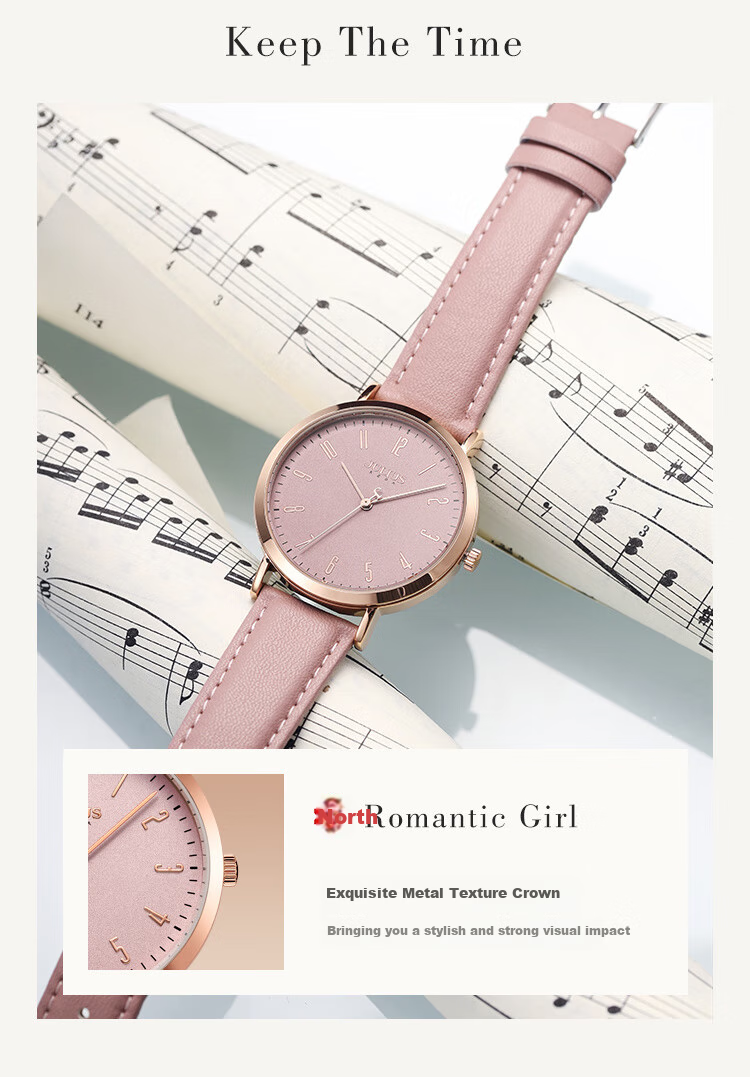 Julius Women's Watch, Fashionable Korean Style, Casual Large Dial Quartz Waterproof Ladies Watch for Students And Women, Pink JA-1017D 6